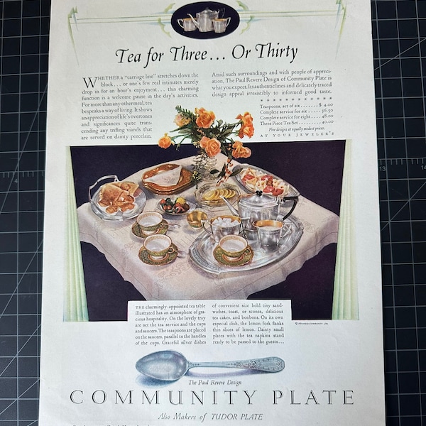 Vintage 1929 community plate silverplate print ad