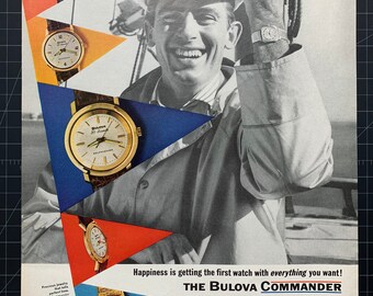 Orologio Bulova Commander vintage del 1965, orologio da stampa pubblicitario, regalo retrò, decorazione