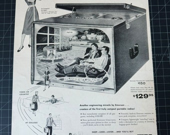 Vintage 1950s emerson tv print advertisement