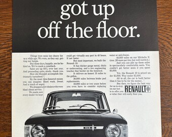 Original 1950s Vintage Renault Advertisement Print: French Car