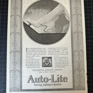 Seltene Vintage 1923 Auto-Lite Spark Plugs Print Werbung