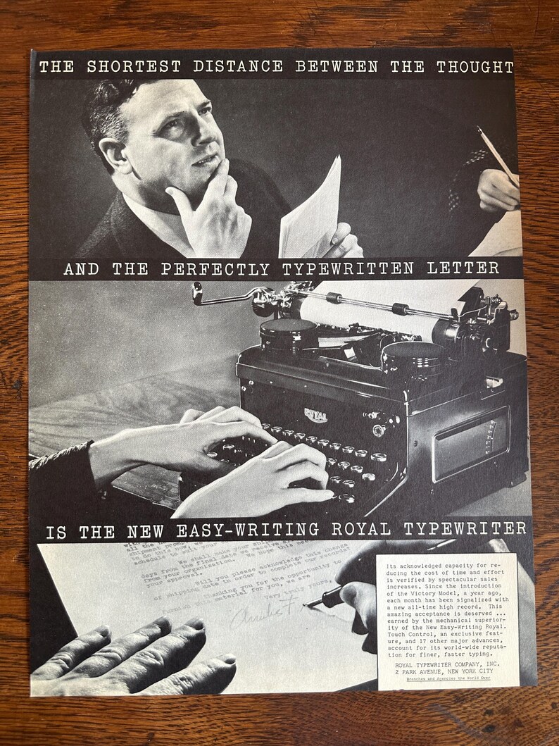 Vintage 1930s Royal Typewriter Print Ad - Etsy