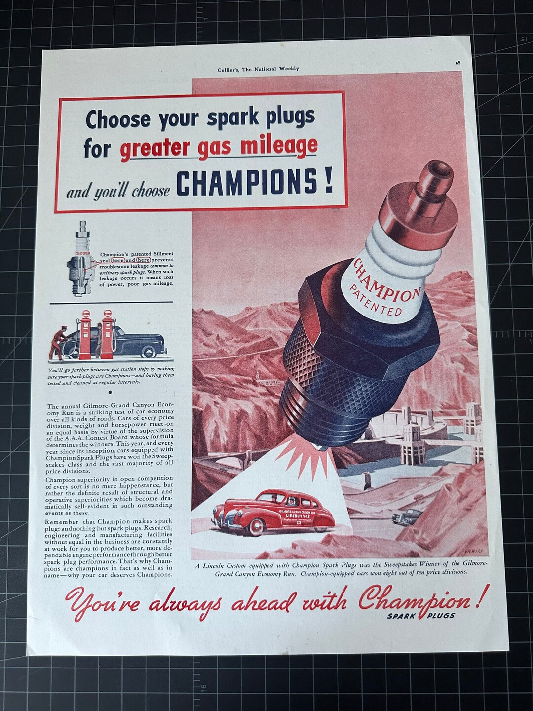 Vintage 1941 Champion Spark Plugs Original Advertisement - Etsy