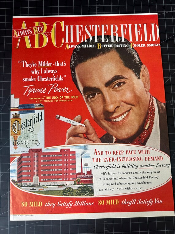old chesterfield cigarette ads ORIG VINTAGE 1950 CIGARETTES AD Vintage magazine ad CHESTERFIELD CIGARETTES