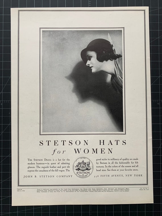 Vintage 1931 Stetson Hats for Women Print Ad