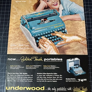 Underwood Golden Touch Typewriter - Etsy