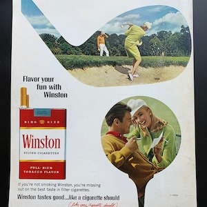 Vintage 1966 winston cigarettes print advertisement