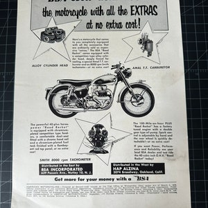 Vintage 1950er Jahre bsa 650ccm Straßen-Raketen-Motorrad-Druckwerbung