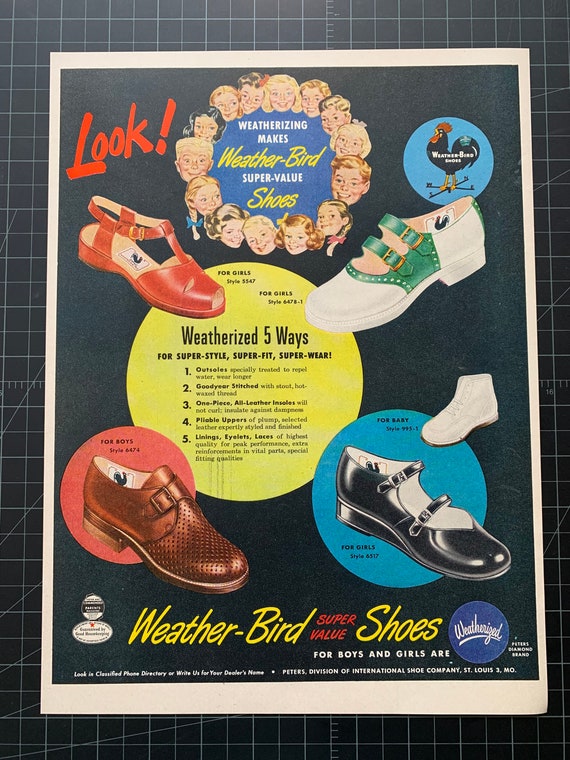 Vintage 1941 Weer Vogel Schoenen Print Ad - Etsy Nederland