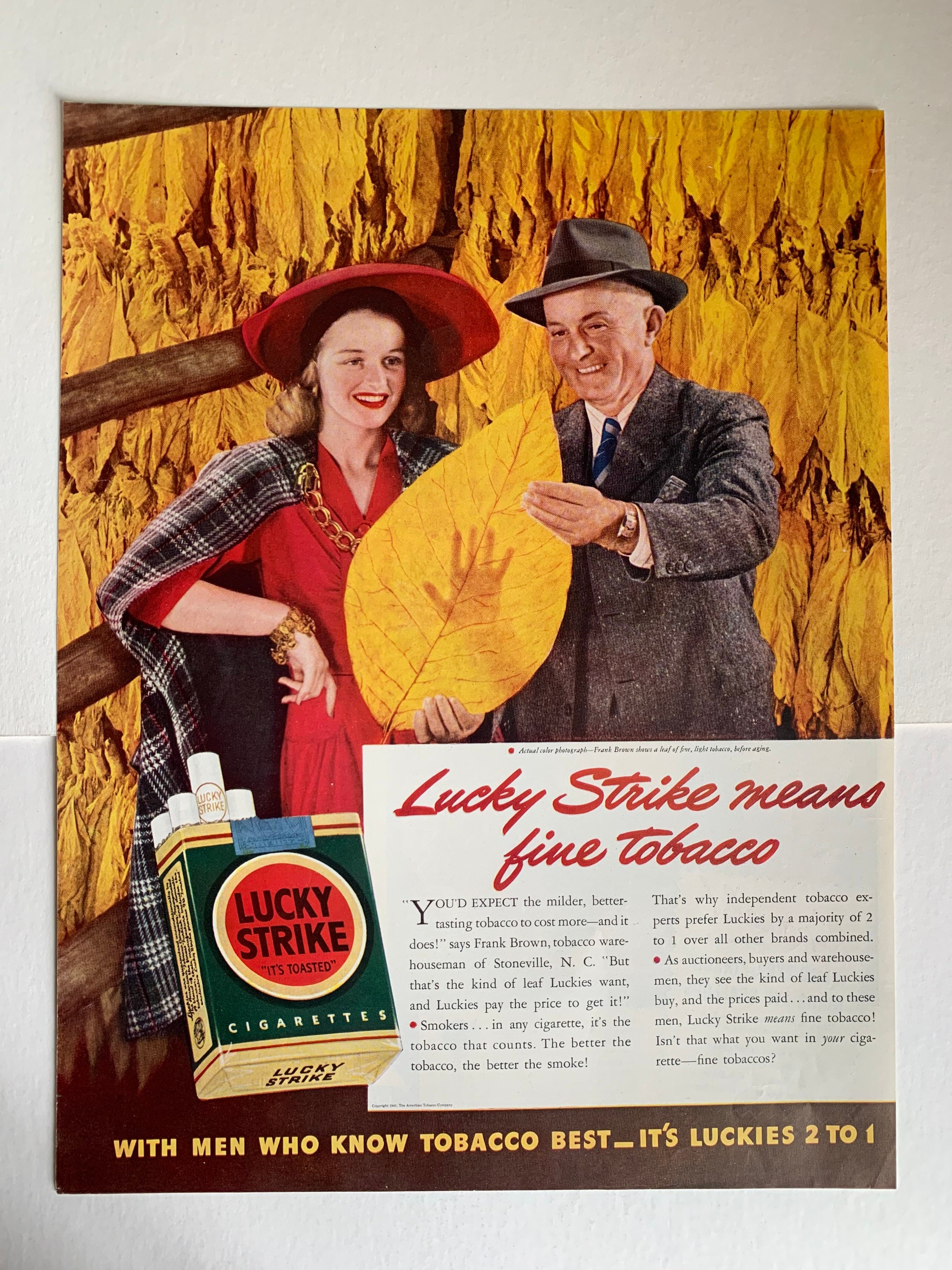 Vintage 1940s Lucky Strike Cigarettes Ad -  Canada