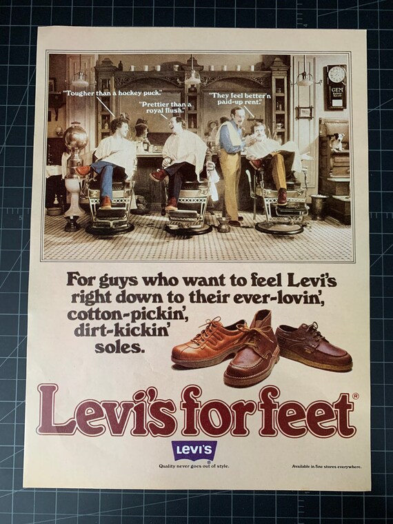 Vintage 1970s Levis Shoes Print Ad - Etsy