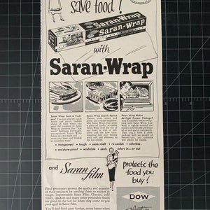VTG Saran Wrap DOW 1959 Unopened 25 Ft. Roll NOS Plastic Wrap INCREDIBLY  RARE