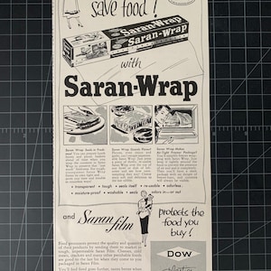 VTG Saran Wrap DOW 1959 Unopened 25 Ft. Roll NOS Plastic Wrap INCREDIBLY  RARE