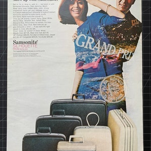 Vintage 1960er Jahre Samsonite Gepäck Silhouette Print Werbung