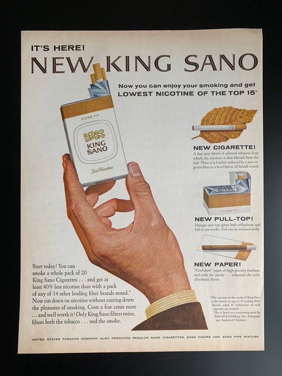 Vintage 1959 King Sano Cigarettes Print Advertisement