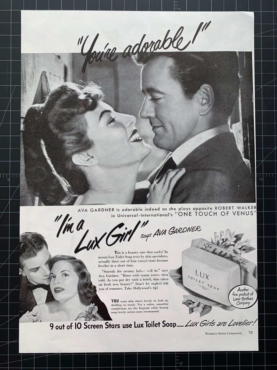 Vintage 1948 Lux Soap Ava Gardner Print Ad - Etsy