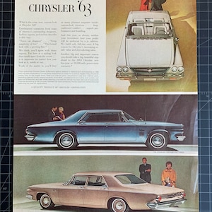 Vintage 1963 chrysler auto print advertisement