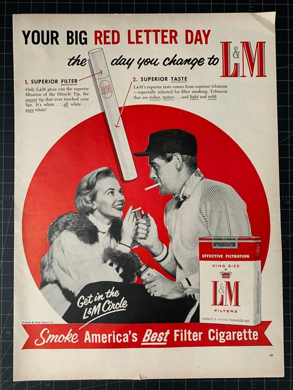 Vintage 1950s L&M Cigarettes Original Print Ad