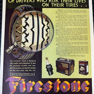 Vintage 1932 firestone tires print advertisement