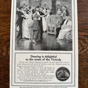 Rare Antique 1910s Victor Victrola Phonograph Print Ad