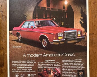 Anuncio impreso vintage del Ford Granada de 1980