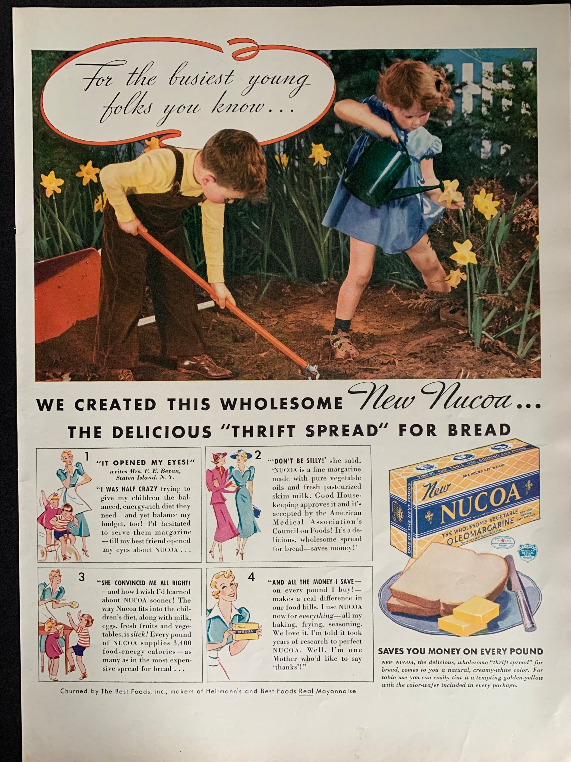 Vintage 1938 Nucoa Margarine Ad