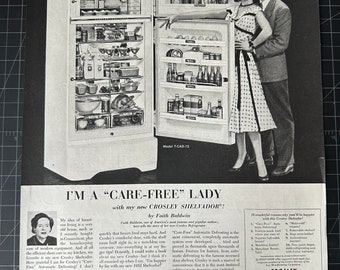Vintage 1952 Crosley Fridge Print Ad