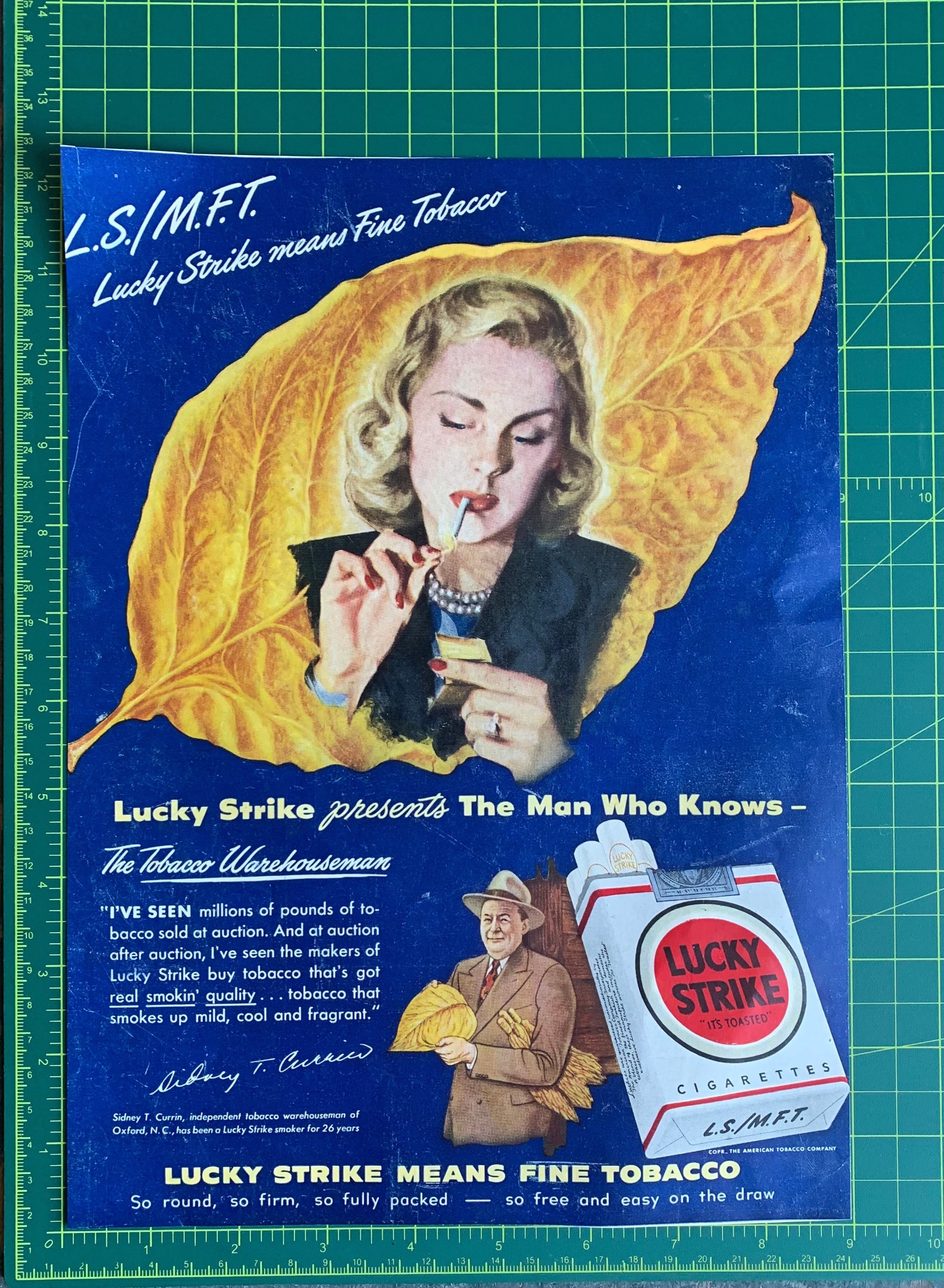 Vintage 1944 Lucky Strike Cigarettes Print Ad