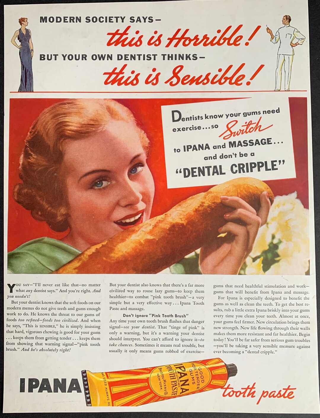 Vintage 1936 Ipana Toothpaste Print Ad Etsy