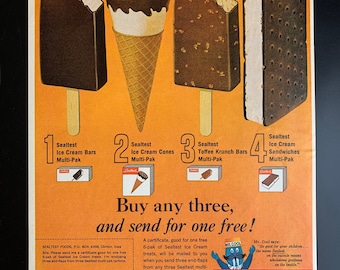 Vintage 1965 sealtest ice cream print ad
