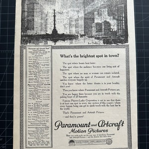 Vintage 1920s paramount pictures print ad