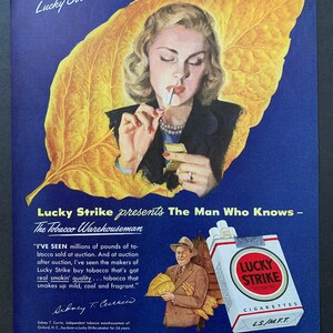 1930 年代のラッキー ストライク タバコの印刷広告 - Etsy 日本