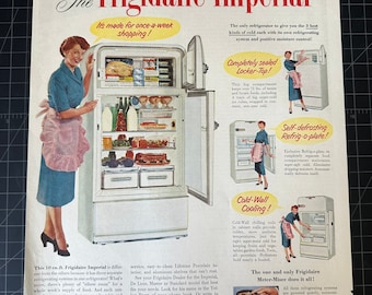 Vintage 1951 Frigidaire Refrigerator Original Print Advertisement