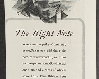 Vintage 1938 pabst blue ribbon beer print ad