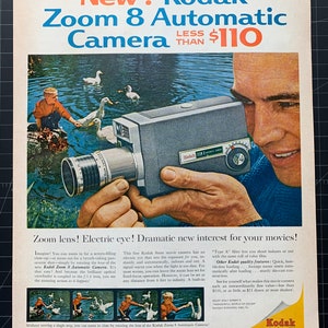 Vintage 1961 Kodak Zoom 8 Movie Camera Print advertisement