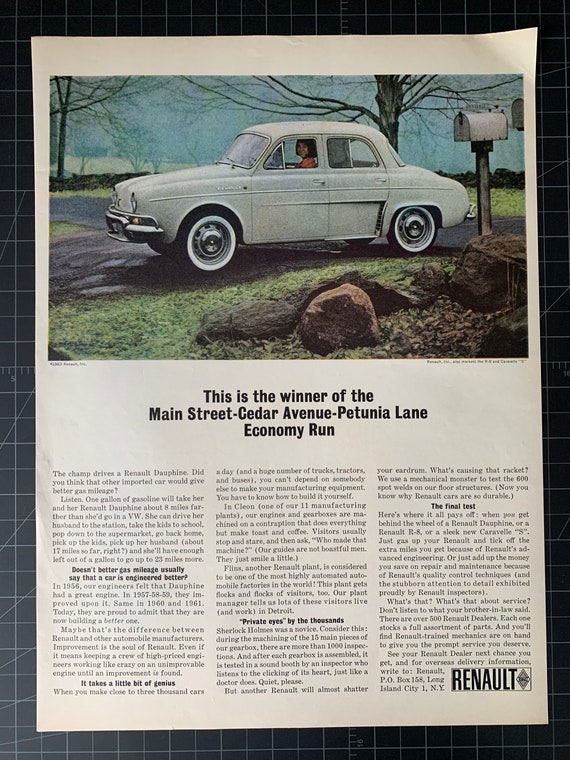 Vintage 1963 Renault Print Ad Etsy