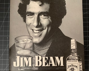 Vintage 1974 jim beam whiskey print ad - elliot gould