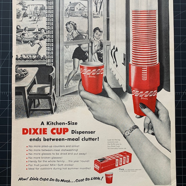 Vintage 1950s dixie cup print ad