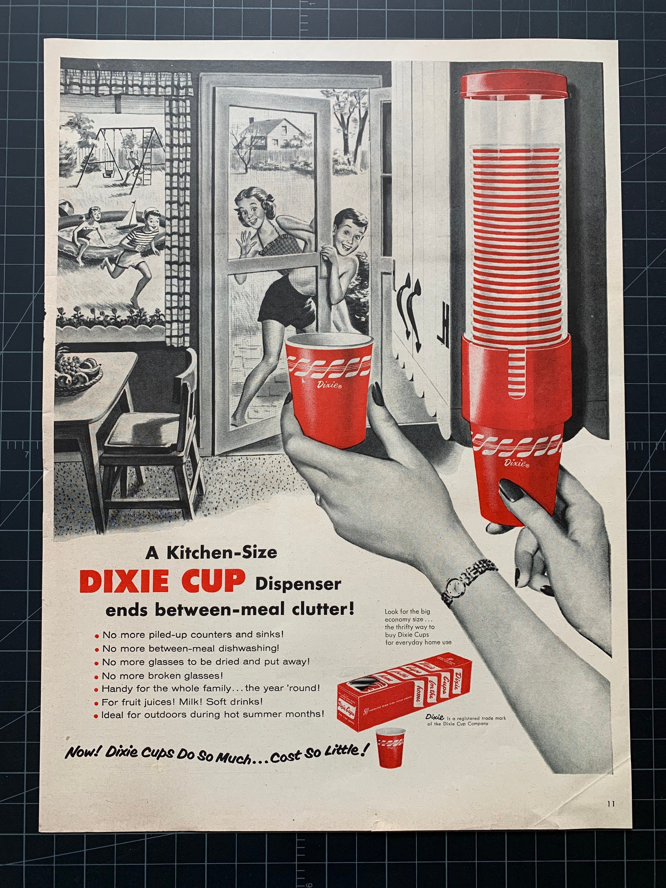 Vintage 1950s dixie cup print advertisement