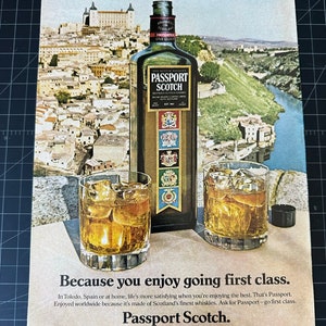 Vintage 1980 passport scotch whiskey print advertisement