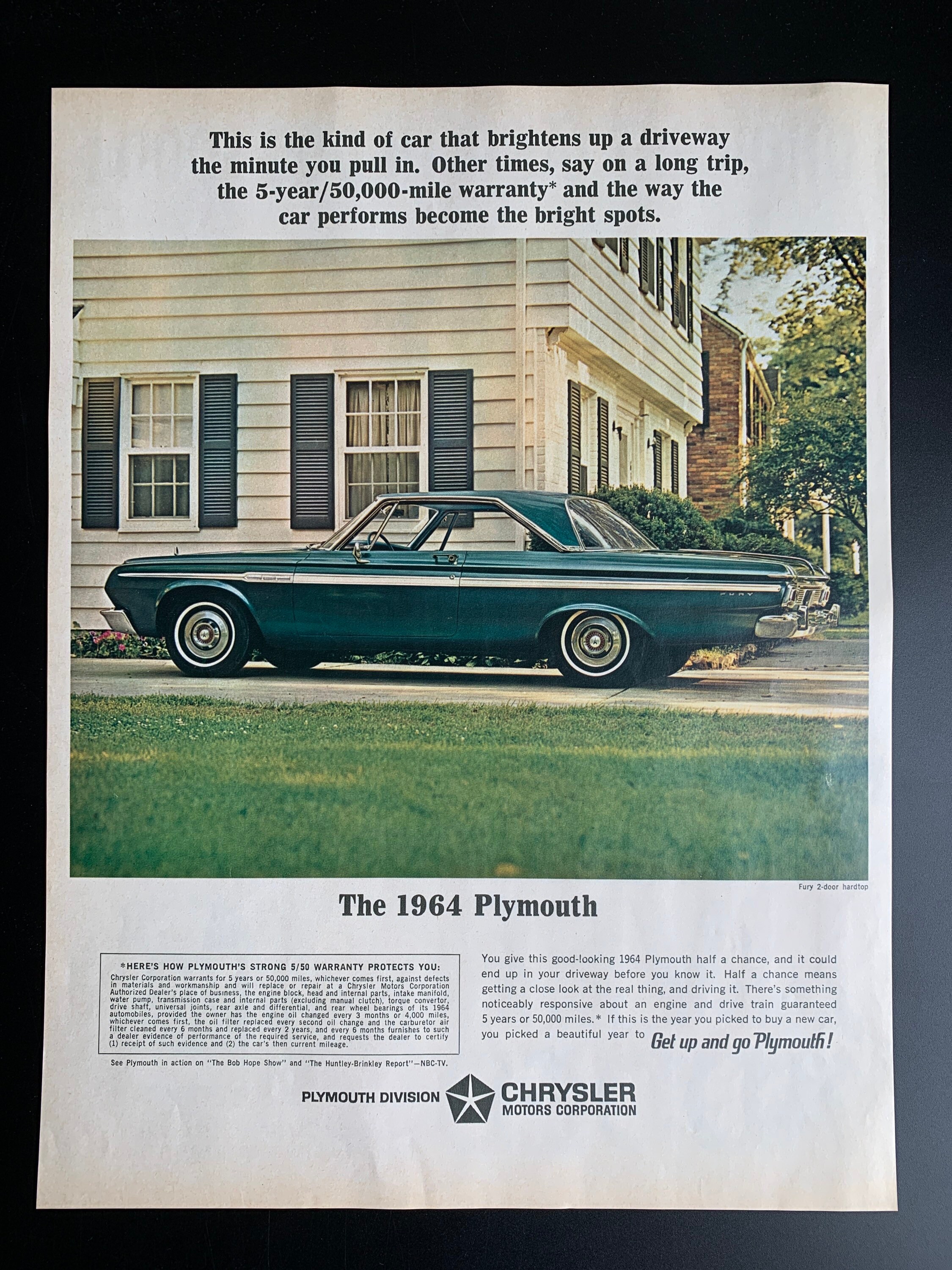 Vintage 1964 Plymouth Fury 2 Door Hardtop Print Ad Etsy Ireland