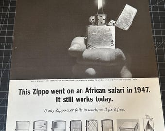 Vintage 1964 Zippo Lighter Print Ad