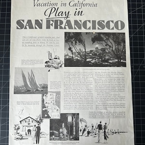 Rare vintage 1932 san francisco travel print advertisement