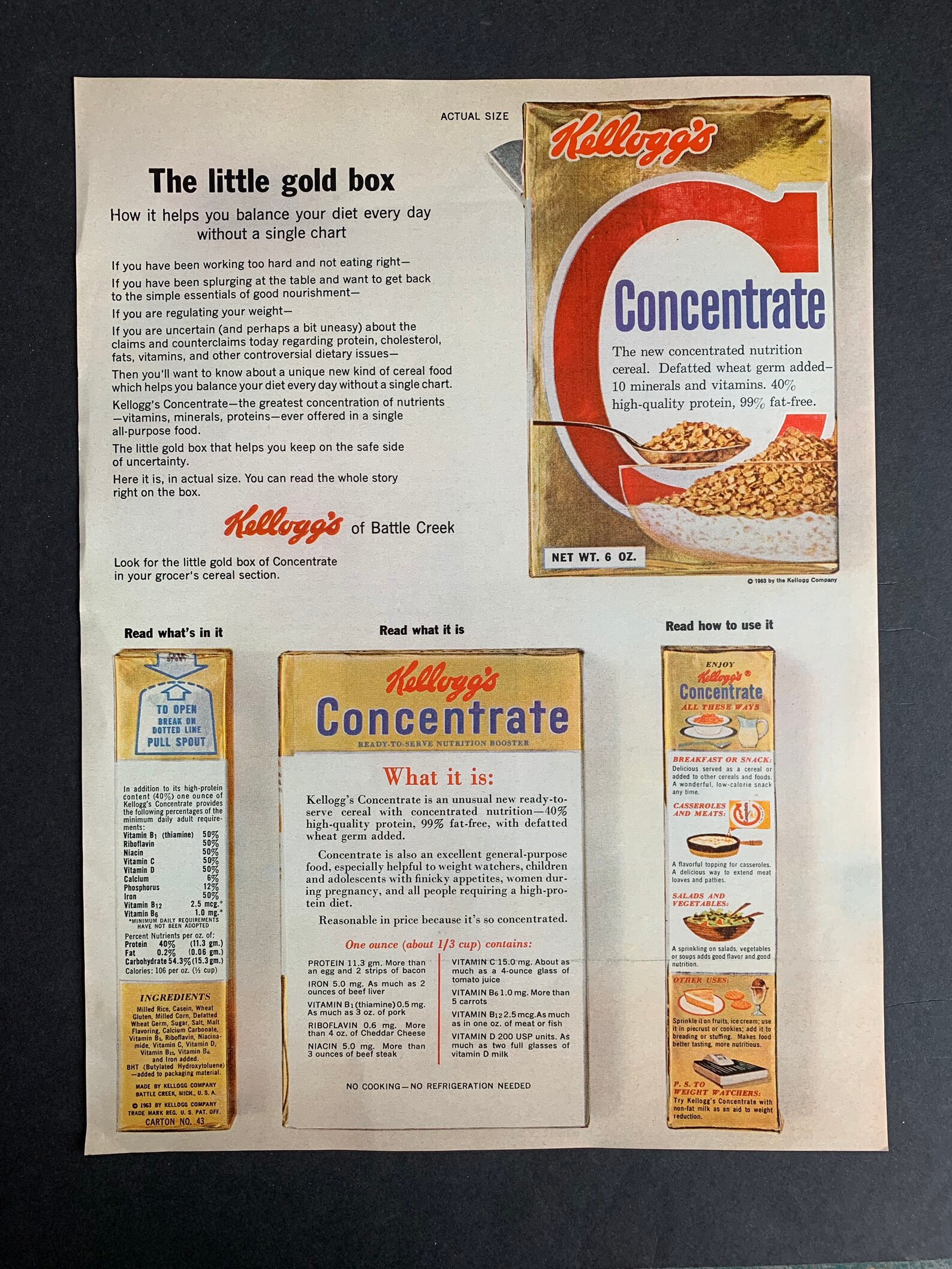 Vintage Kelloggs Concentrate Cereal Print Ad Etsy