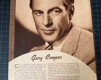 Rare vintage 1940 gary cooper portrait & bio