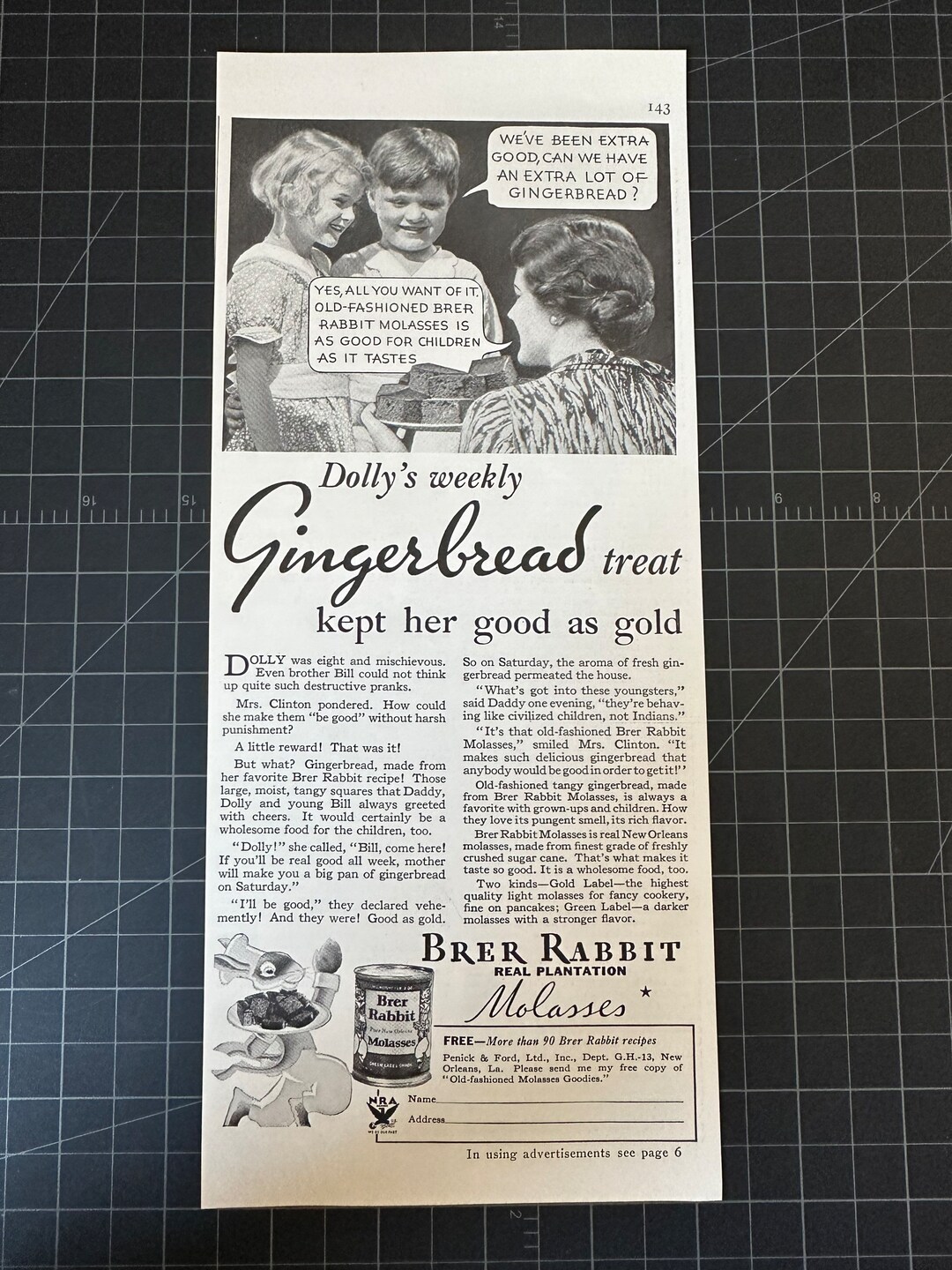 Vintage 1930s Brer Rabbit Molasses Original Advertisement - Etsy