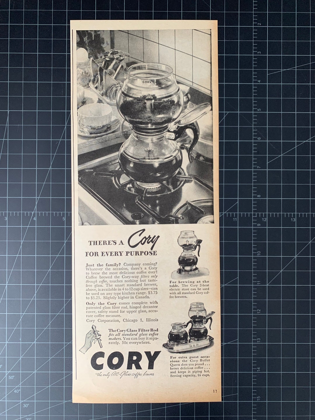Vintage 1946 Cory Glass Coffee Pot Print Ad Etsy
