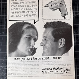 Vintage 1960s Black & Decker Tools Print Ad