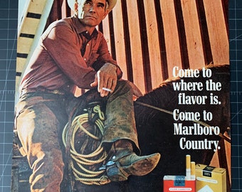 Vintage 1960s marlboro cigarettes print advertisement