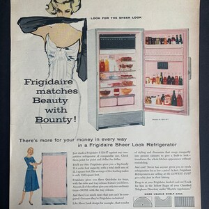 Vintage Frigidaire kylskåp från 1958 Original tryckt annons